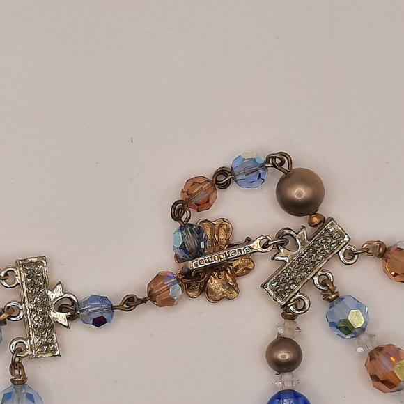 Vintage Vendome Crystal and Blue Glass Bead Jewelry set - Picture 7 of 13